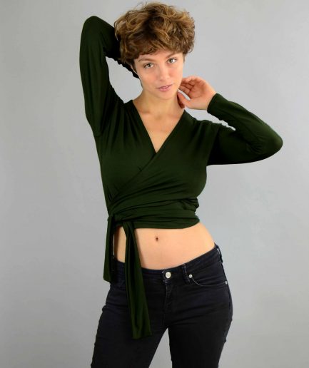 Wickeljacke, Wickelshirt, Yogashirt, Yogajacke Pia in grün