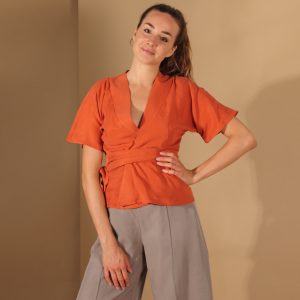 Wickelbluse in Rost