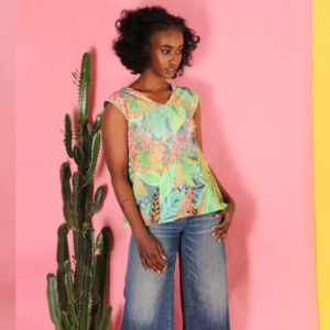 Shirt Valita mit floralem Muster rückenfrei