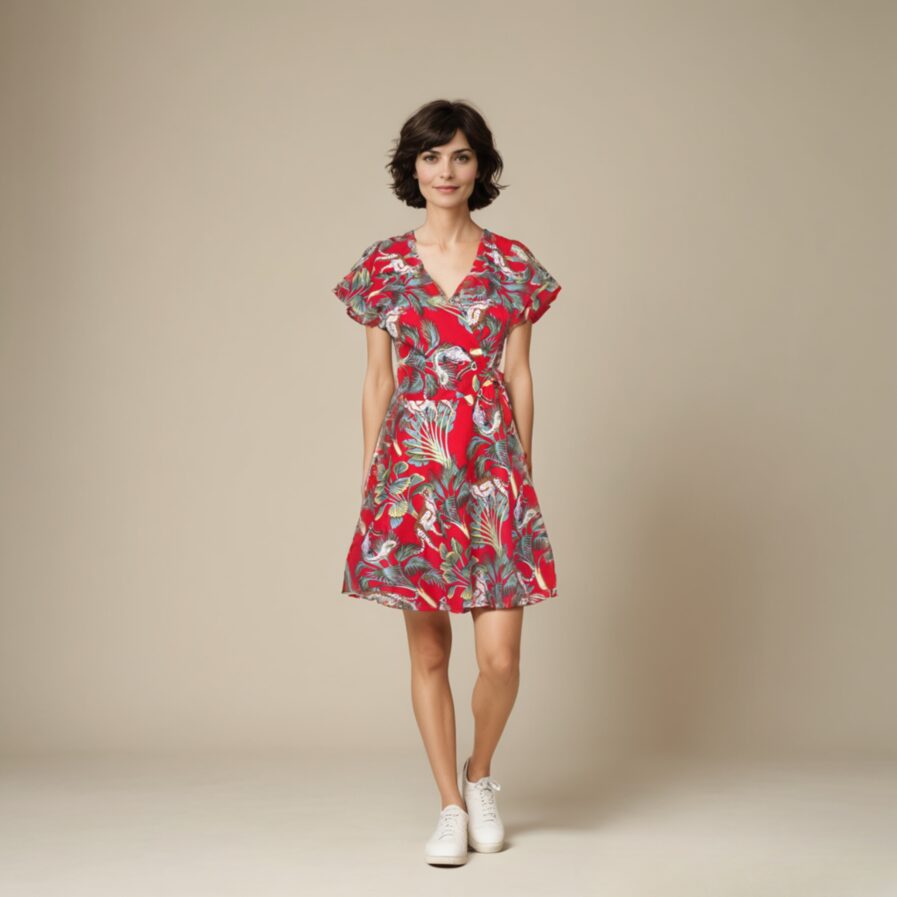 nachhaltige Wickelkleid mit Dschungelprint