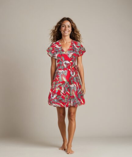 nachhaltige Wickelkleid mit Dschungelprint