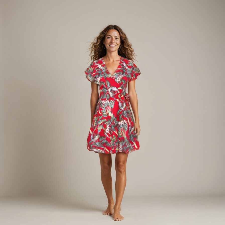 nachhaltige Wickelkleid mit Dschungelprint
