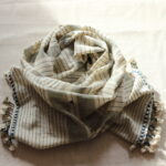 Satya Unisex Schal Bio Baumwolle handgewebt in Grau Creme Petrol – ManduTrap