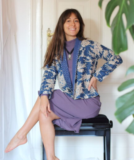 Kantha Jacke Sunaja – Handgefertigter Boho Cardigan aus recycelter Baumwolle