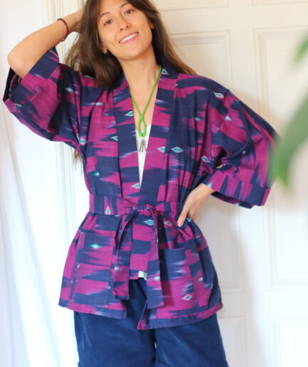 Dhima Kimono Jacke Damen – Handgewebter Ikat Bio-Baumwolle | Pre-Order